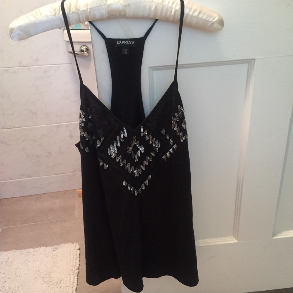 Express Fancy Sequin Spaghetti Strap Tank
